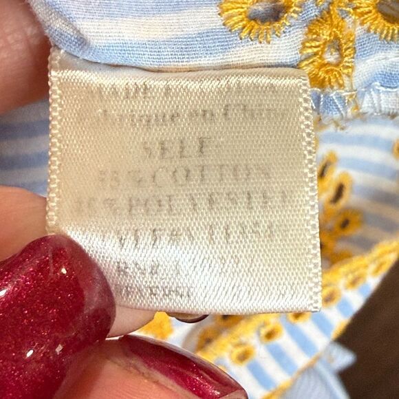 Very J boutique, blue and white striped blouse with yellow tassels size medium - Picture 4 of 9